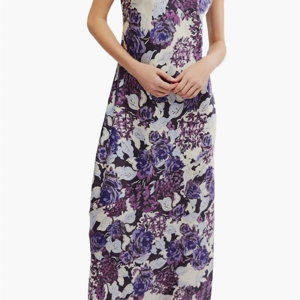 NWT FREE PEOPLE Worth the Wait Bias Slip Dress Dark Night Combo XS